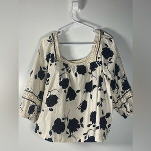 Maurices Embroidered Black Floral Blouse